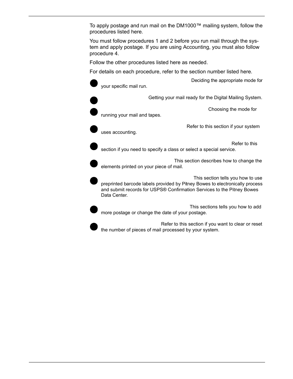Applying postage and running mail, Applying postage and running mail -3 | Pitney Bowes DM1000 User Manual | Page 35 / 186