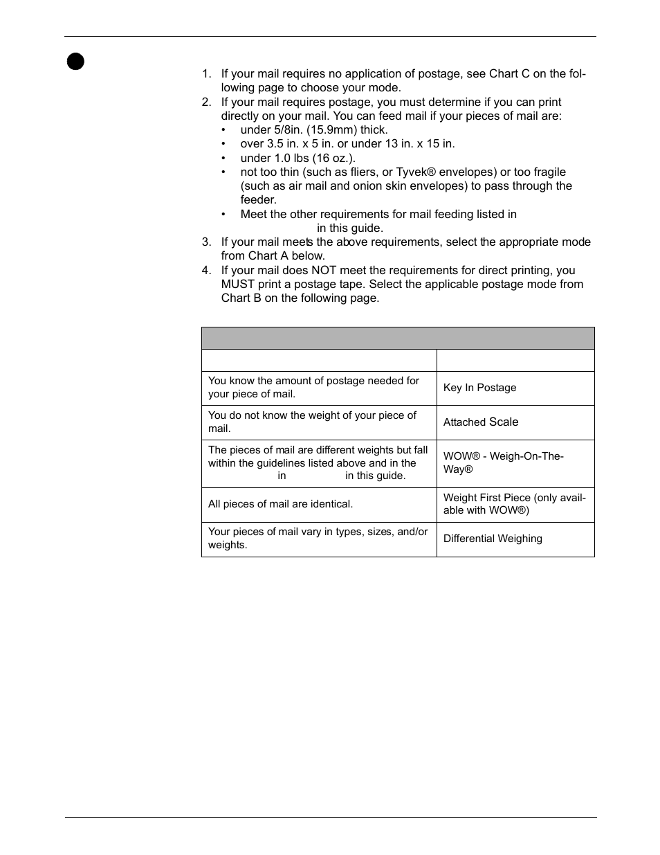 Determining the correct postage mode, Feeding mail or printing tape, Determining the correct postage mode -4 | Pitney Bowes DM1000 User Manual | Page 36 / 186