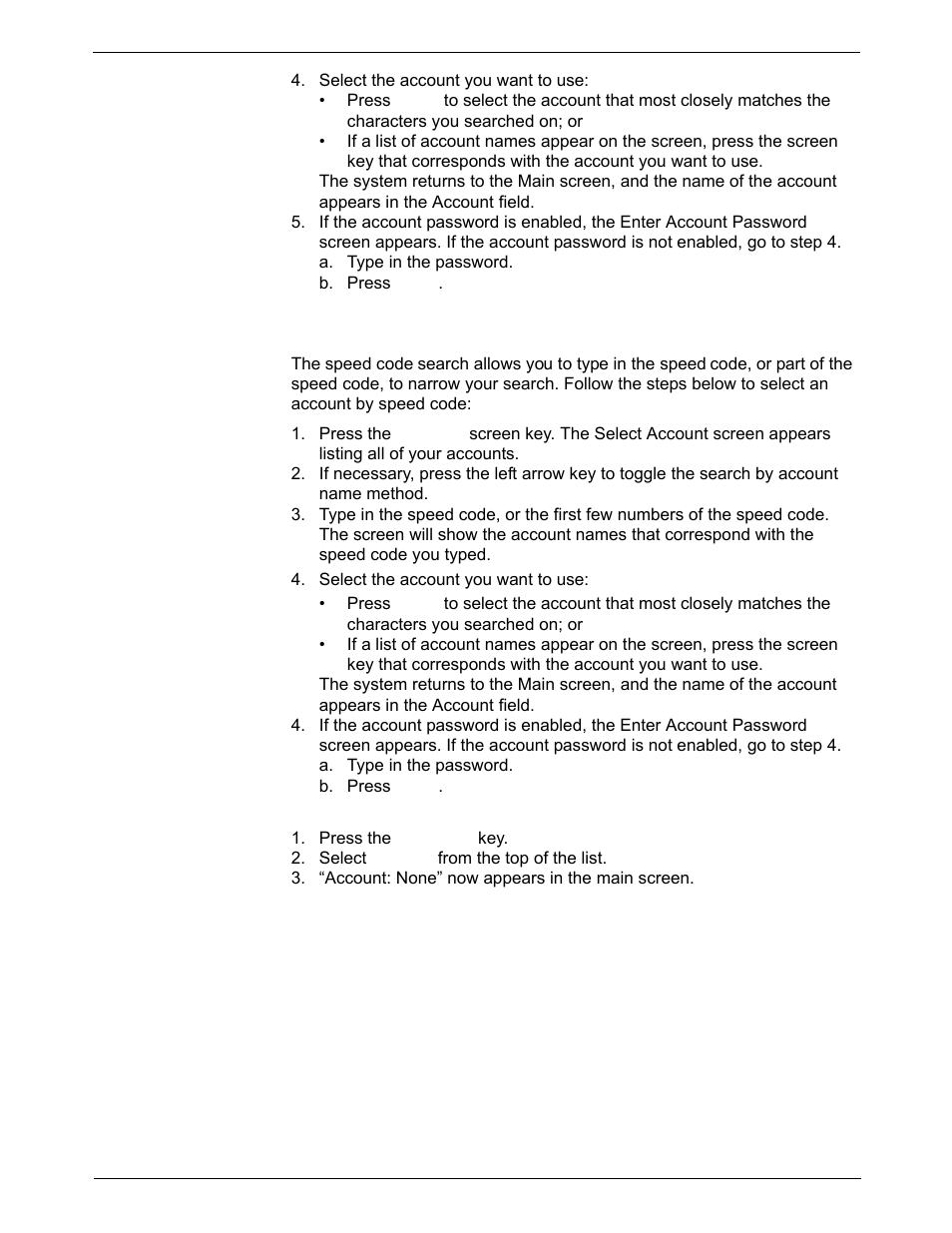 Selecting an account by speed code, Deselecting an account | Pitney Bowes DM1000 User Manual | Page 49 / 186