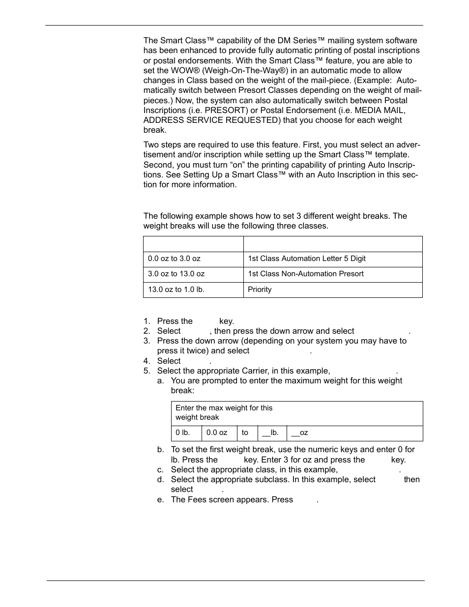 Scale/rates: smart classes, Creating a smart class™ with an auto inscription | Pitney Bowes DM1000 User Manual | Page 77 / 186