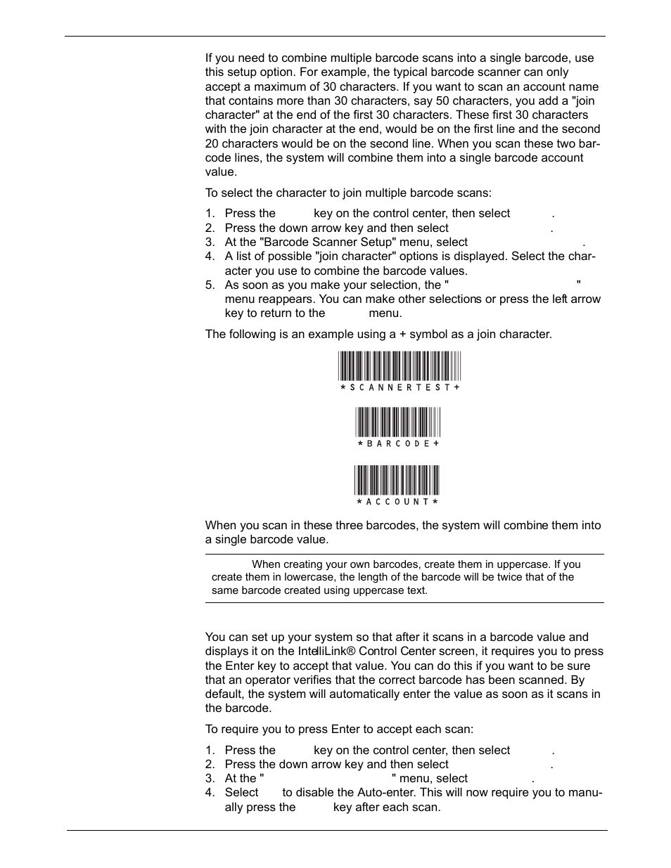 Combining barcodes, Setting auto-enter | Pitney Bowes DM1000 User Manual | Page 98 / 186