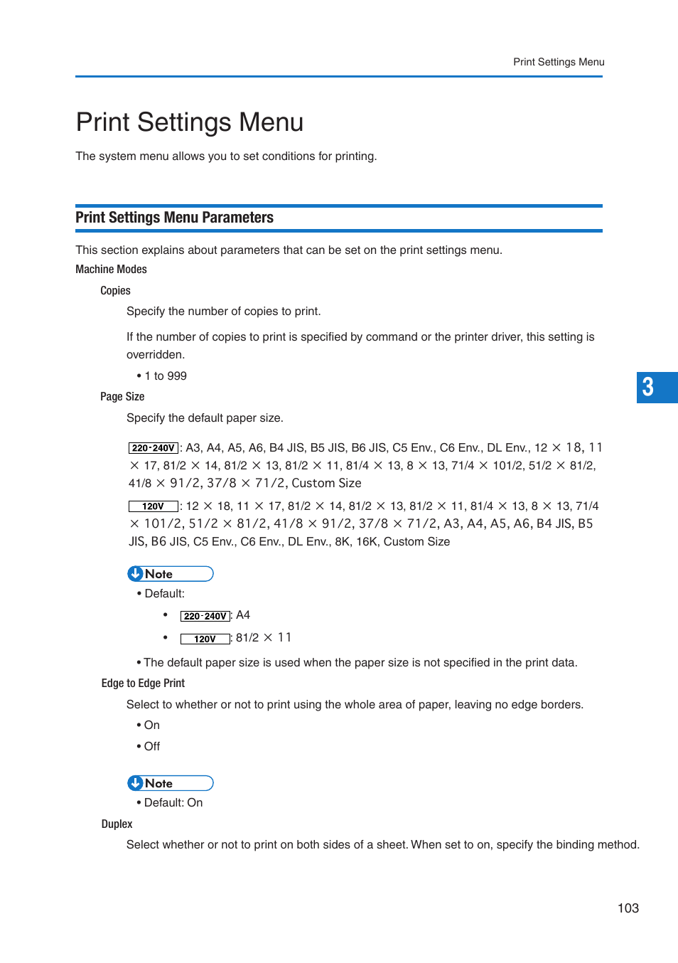 3print settings menu, Print settings menu parameters | Pitney Bowes DP50S Color Printer User Manual | Page 101 / 210