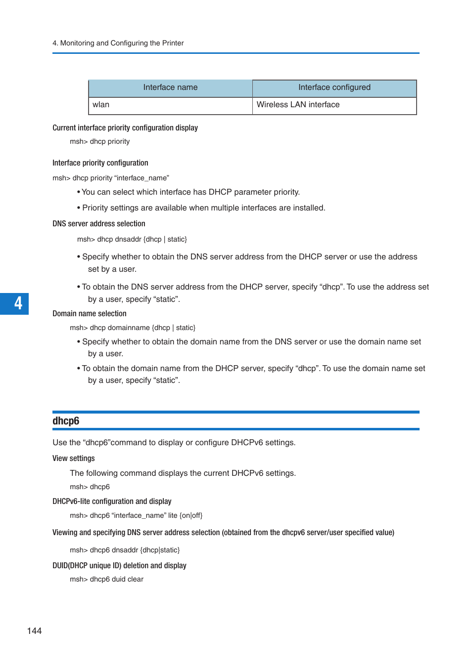 Dhcp6 | Pitney Bowes DP50S Color Printer User Manual | Page 142 / 210