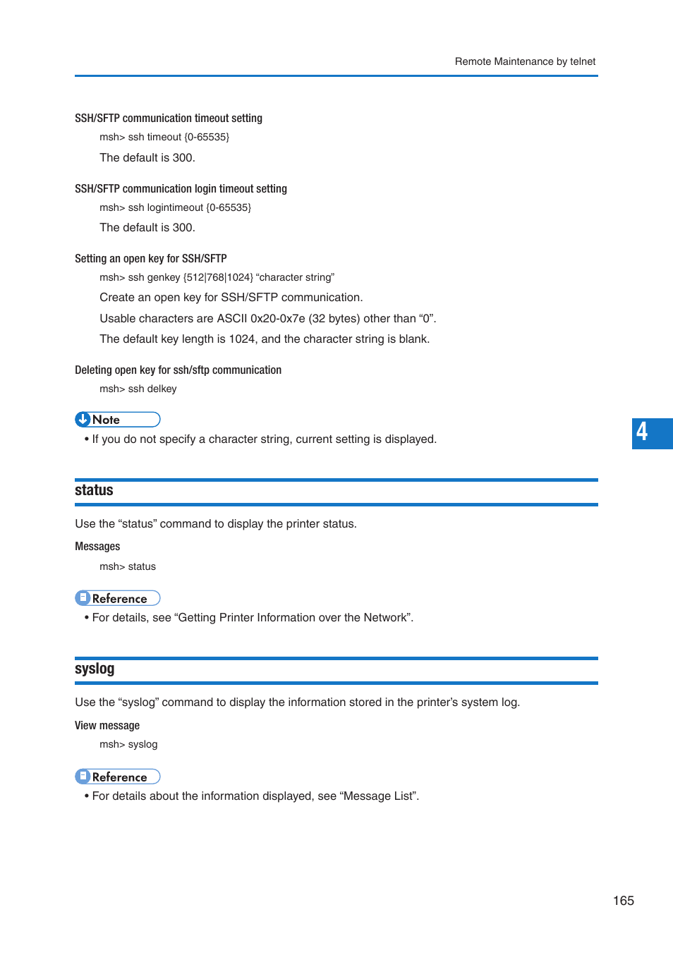 Status, Syslog | Pitney Bowes DP50S Color Printer User Manual | Page 163 / 210