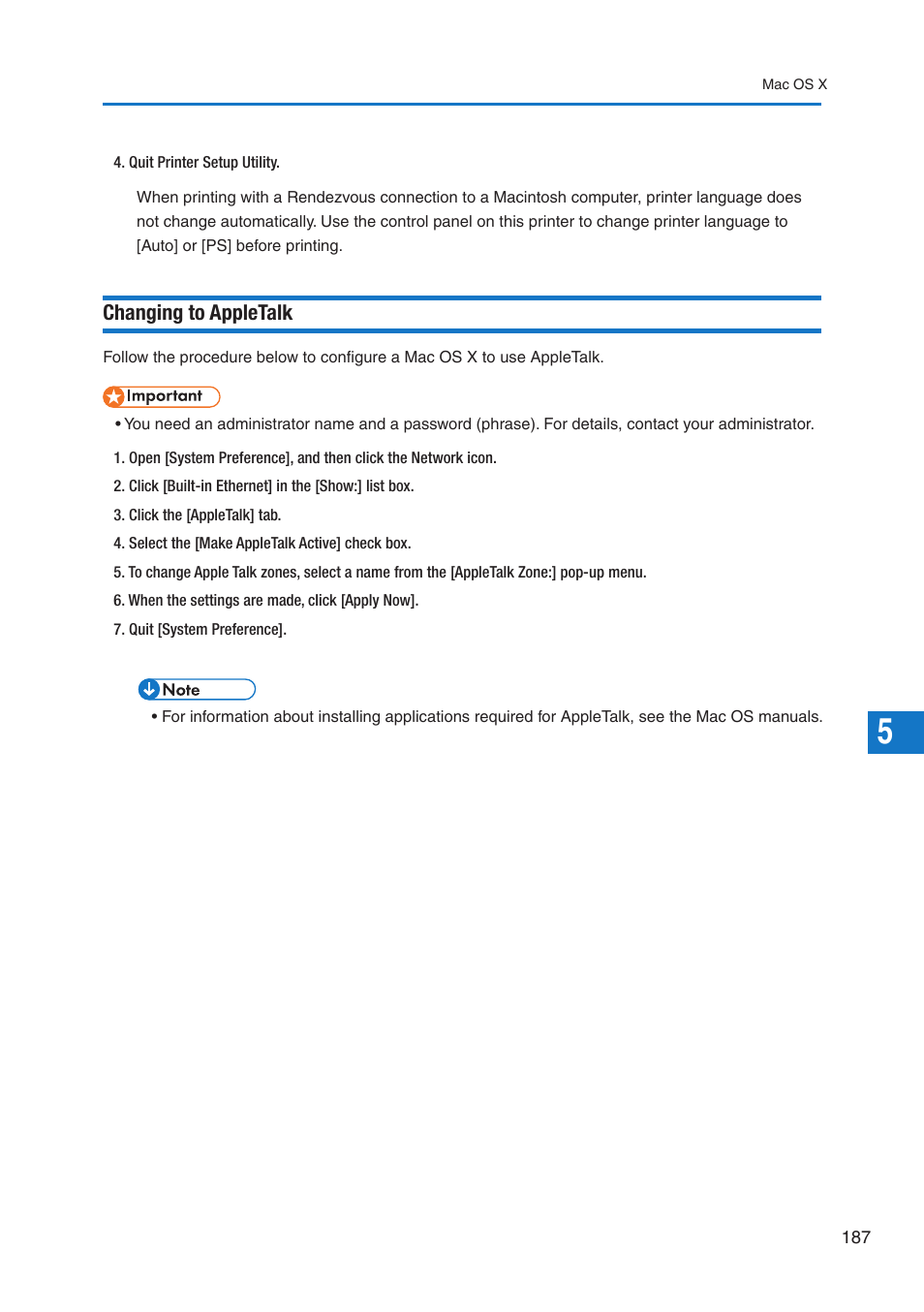 Changing to appletalk | Pitney Bowes DP50S Color Printer User Manual | Page 185 / 210