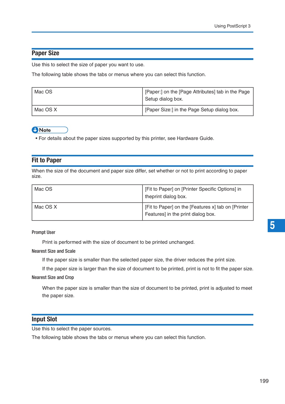 Paper size, Fit to paper, Input slot | Pitney Bowes DP50S Color Printer User Manual | Page 197 / 210