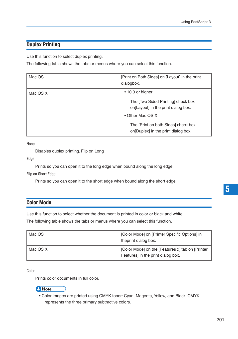 Duplex printing, Color mode | Pitney Bowes DP50S Color Printer User Manual | Page 199 / 210