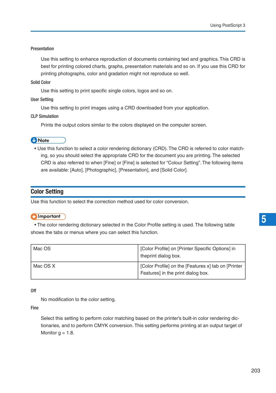 Color setting | Pitney Bowes DP50S Color Printer User Manual | Page 201 / 210