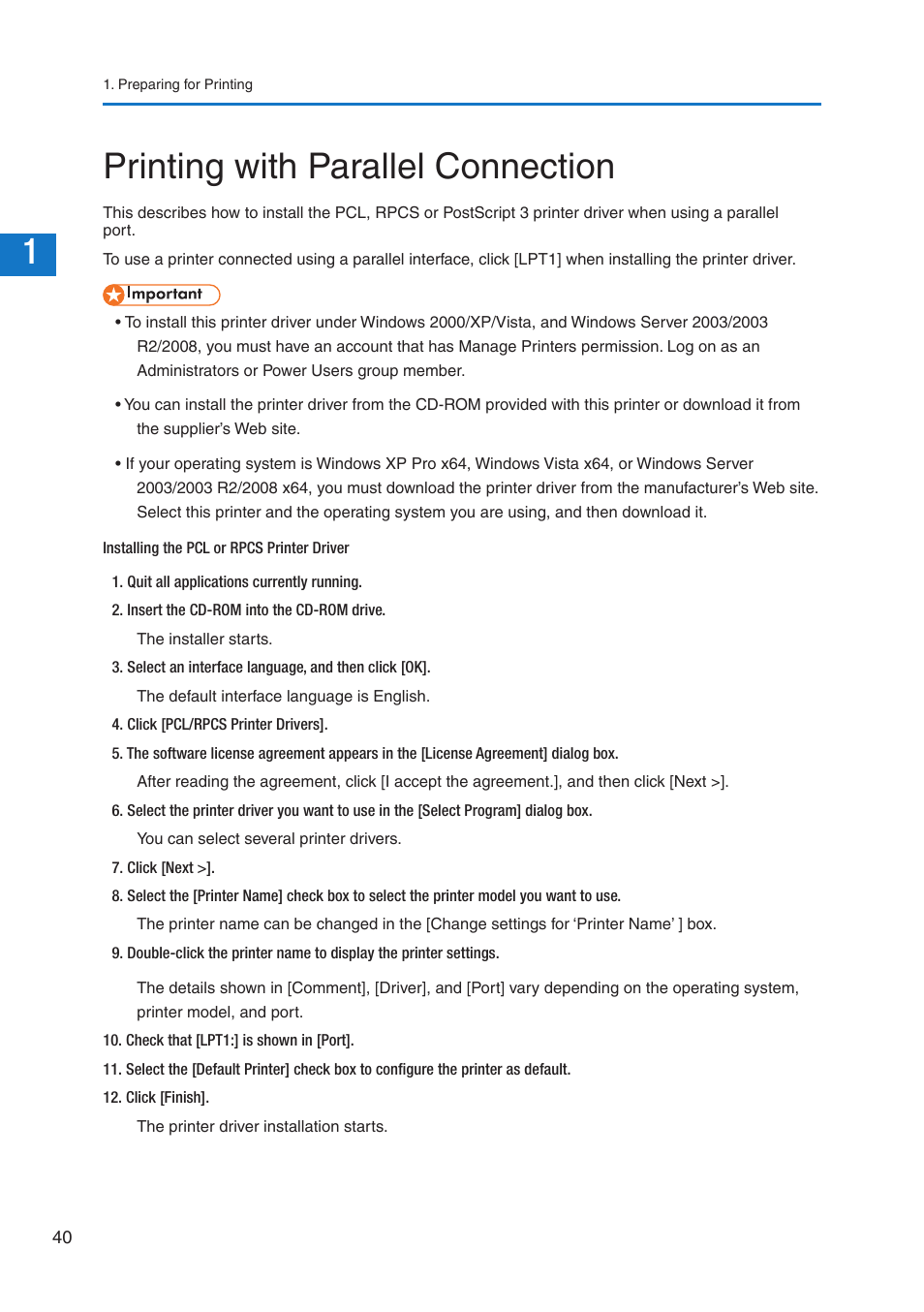 Printing with parallel connection | Pitney Bowes DP50S Color Printer User Manual | Page 38 / 210