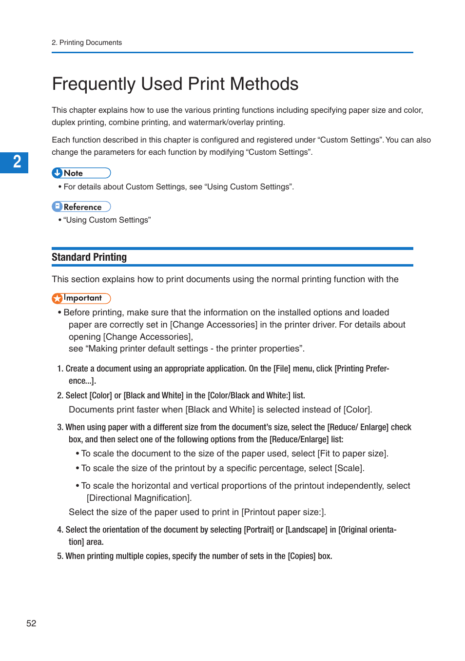 Frequently used print methods | Pitney Bowes DP50S Color Printer User Manual | Page 50 / 210
