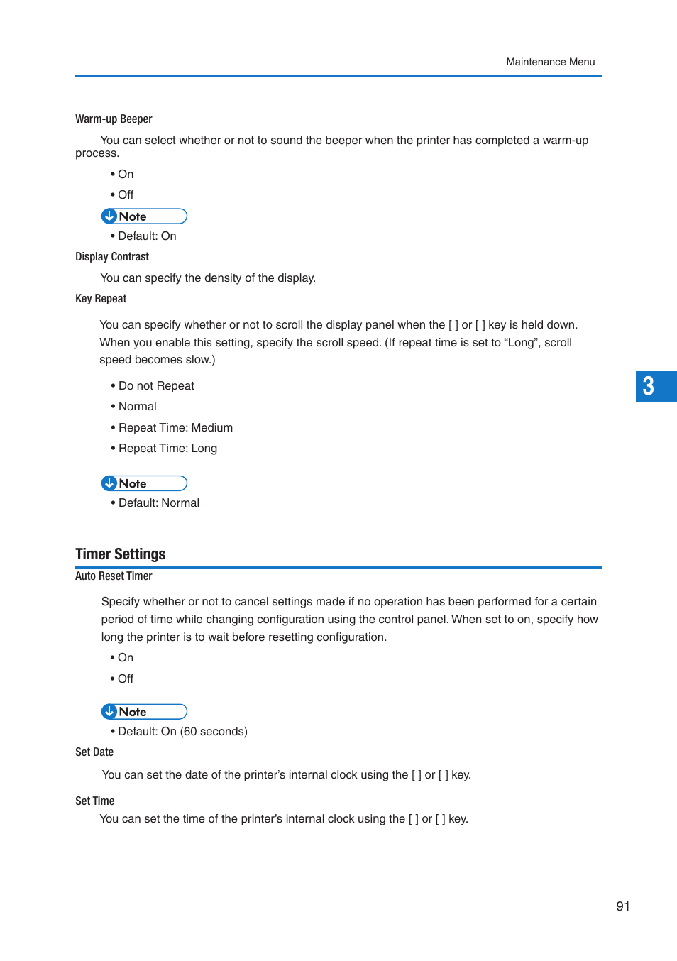 Timer settings | Pitney Bowes DP50S Color Printer User Manual | Page 89 / 210