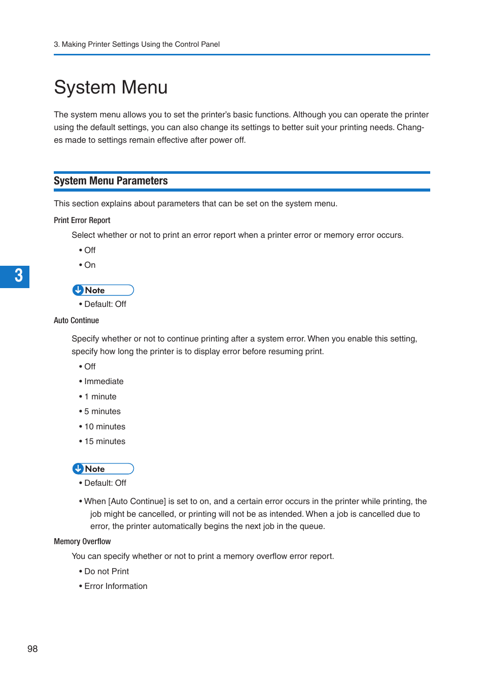 System menu, System menu parameters | Pitney Bowes DP50S Color Printer User Manual | Page 96 / 210