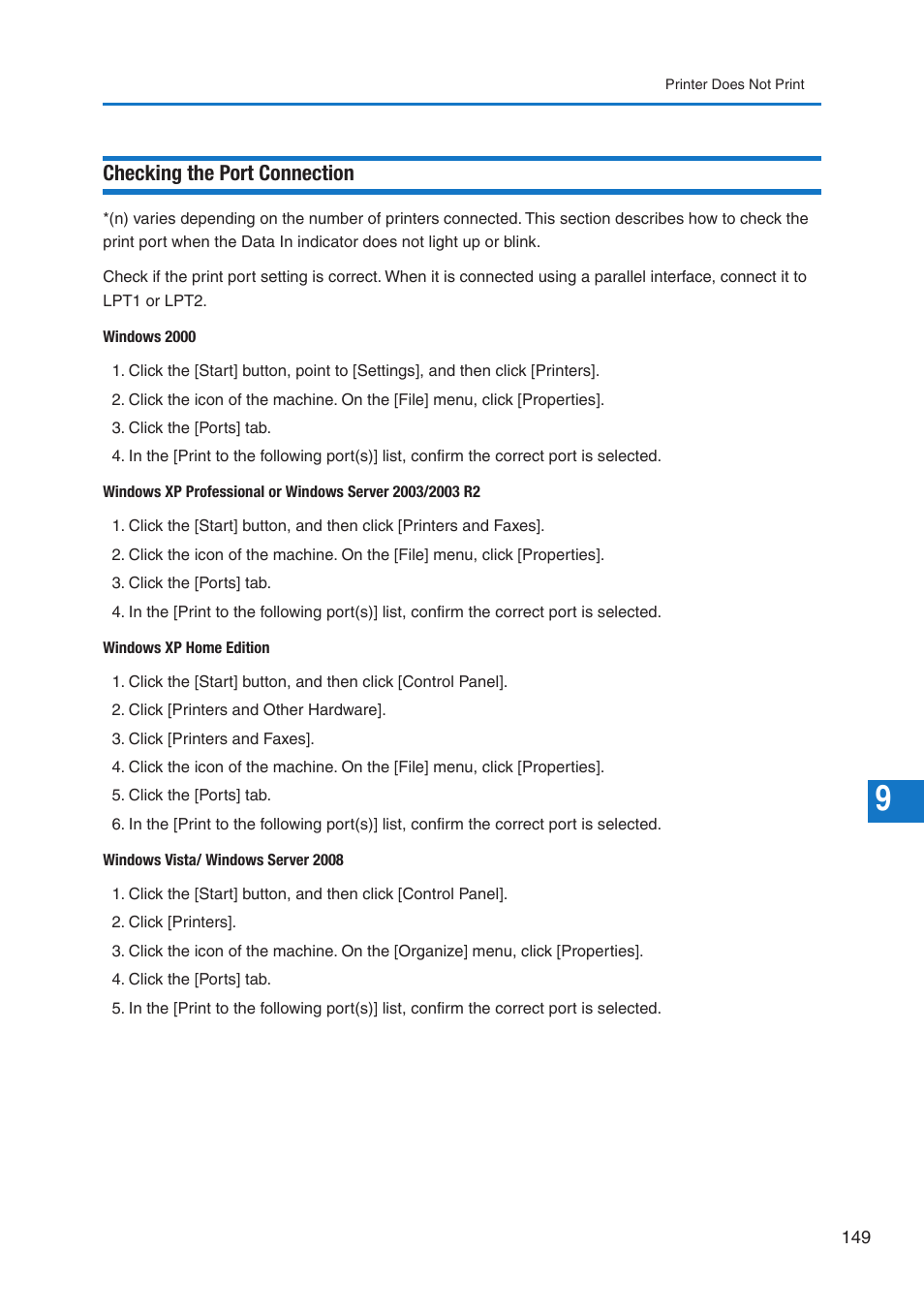 Checking the port connection | Pitney Bowes DP50S Color Printer User Manual | Page 151 / 192