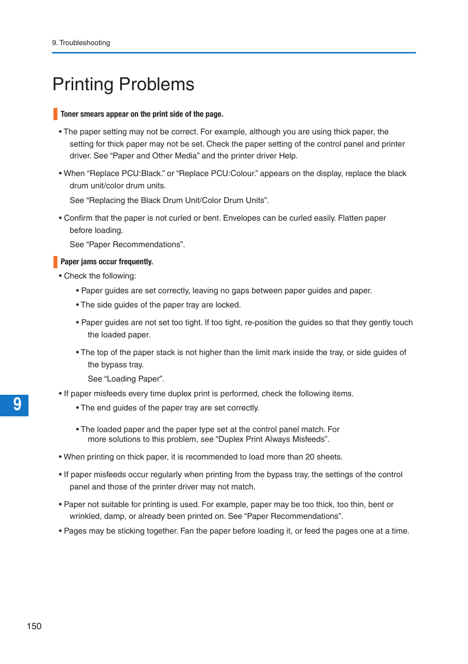 Printing problems | Pitney Bowes DP50S Color Printer User Manual | Page 152 / 192