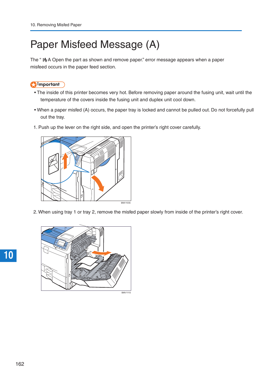 Paper misfeed message (a) | Pitney Bowes DP50S Color Printer User Manual | Page 164 / 192