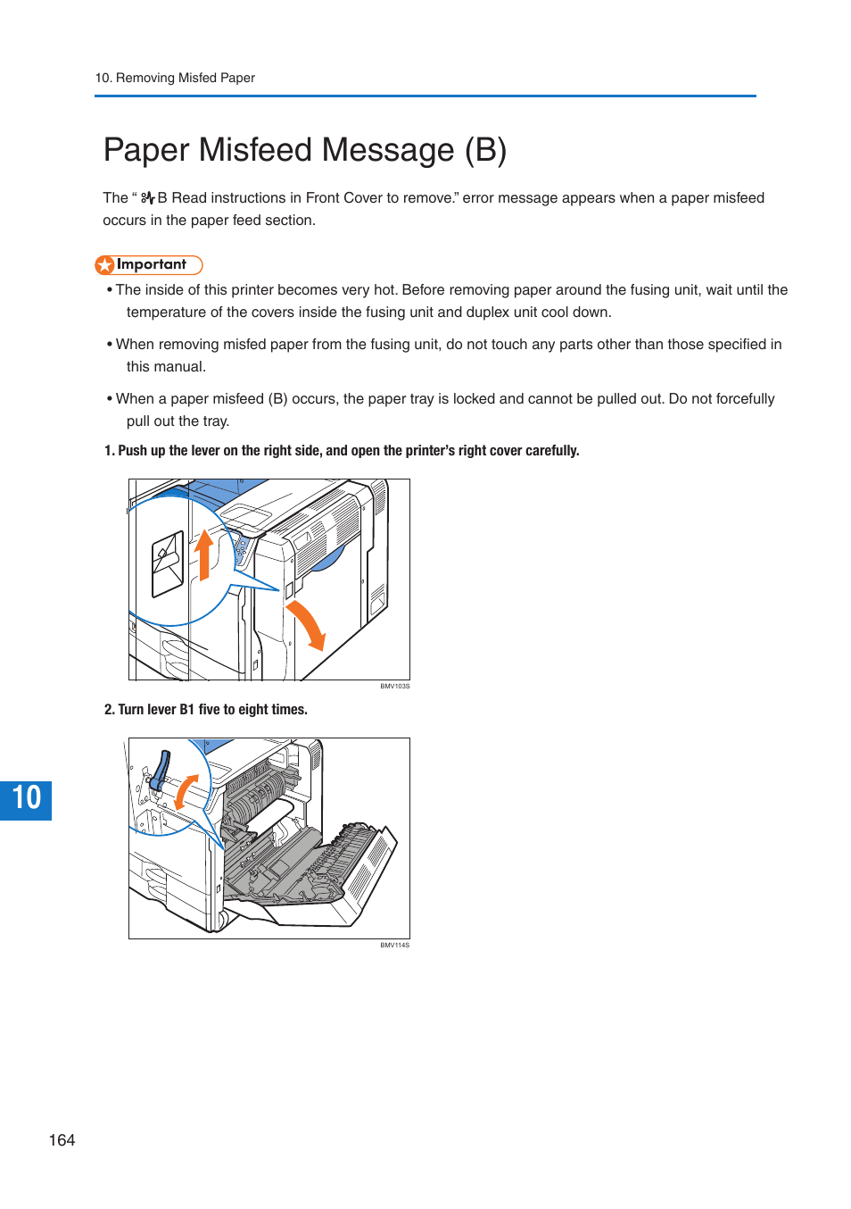 Paper misfeed message (b) | Pitney Bowes DP50S Color Printer User Manual | Page 166 / 192