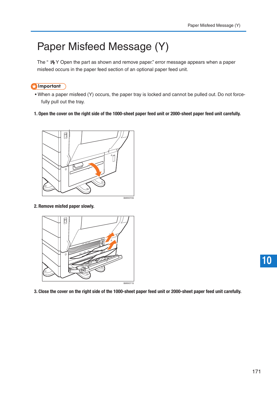 Paper misfeed message (y) | Pitney Bowes DP50S Color Printer User Manual | Page 173 / 192