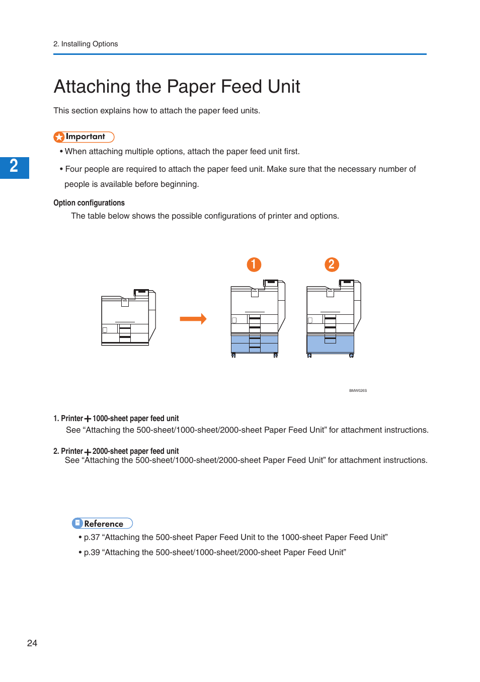 Attaching the paper feed unit | Pitney Bowes DP50S Color Printer User Manual | Page 26 / 192