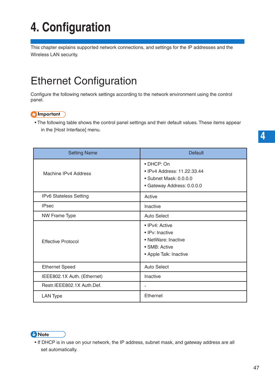 Configuration, Ethernet configuration | Pitney Bowes DP50S Color Printer User Manual | Page 49 / 192
