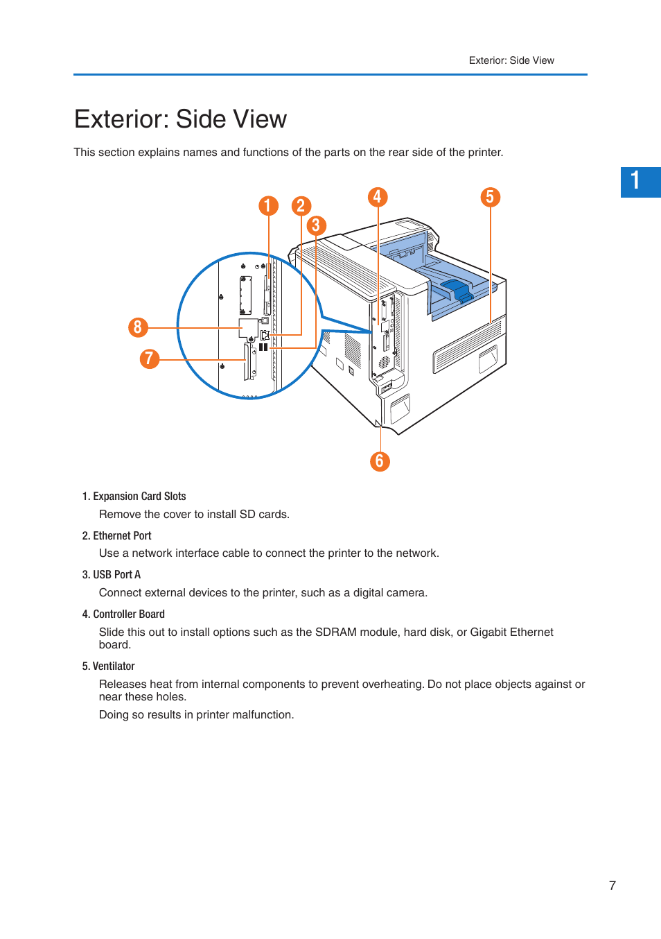 Exterior: side view | Pitney Bowes DP50S Color Printer User Manual | Page 9 / 192