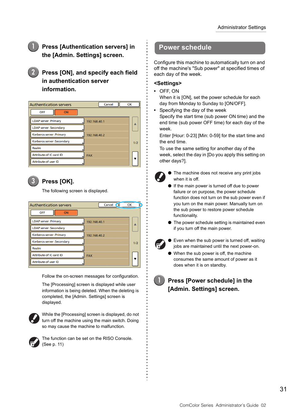 Power schedule | Pitney Bowes RISO ComColor Printer User Manual | Page 33 / 48