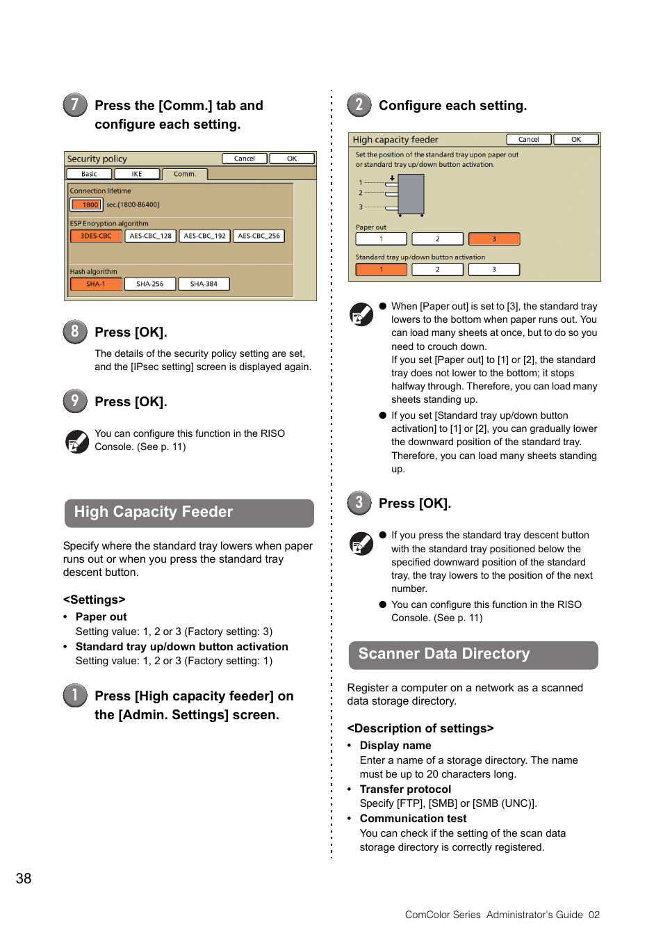 High capacity feeder, Scanner data directory, High capacity feeder scanner data directory | Pitney Bowes RISO ComColor Printer User Manual | Page 40 / 48