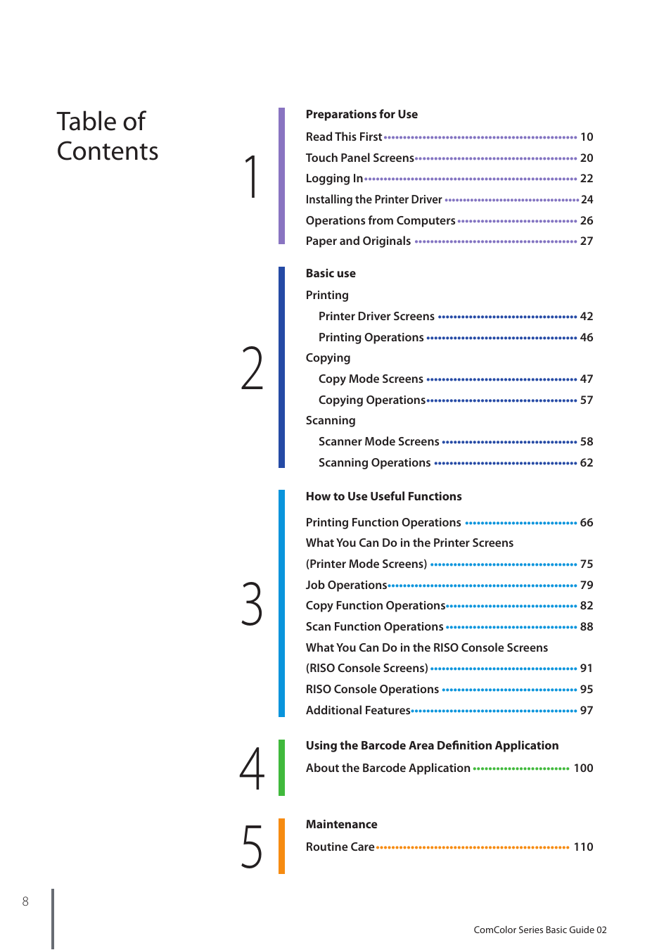 Pitney Bowes RISO ComColor Printer User Manual | Page 10 / 116