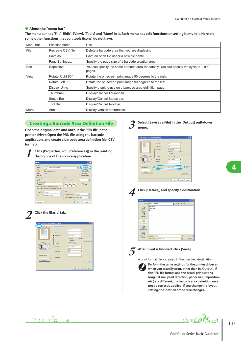 Creating a barcode area definition file | Pitney Bowes RISO ComColor Printer User Manual | Page 105 / 116