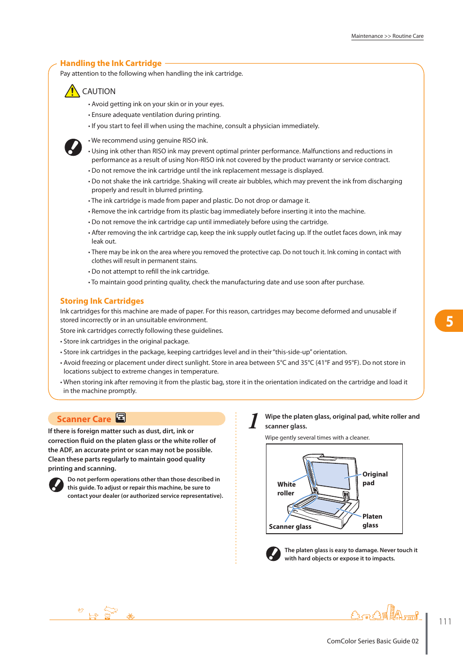 Scanner care | Pitney Bowes RISO ComColor Printer User Manual | Page 113 / 116