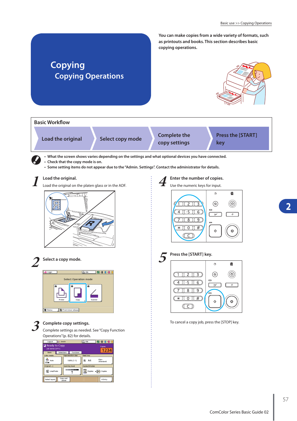 Copying operations, Copying | Pitney Bowes RISO ComColor Printer User Manual | Page 59 / 116