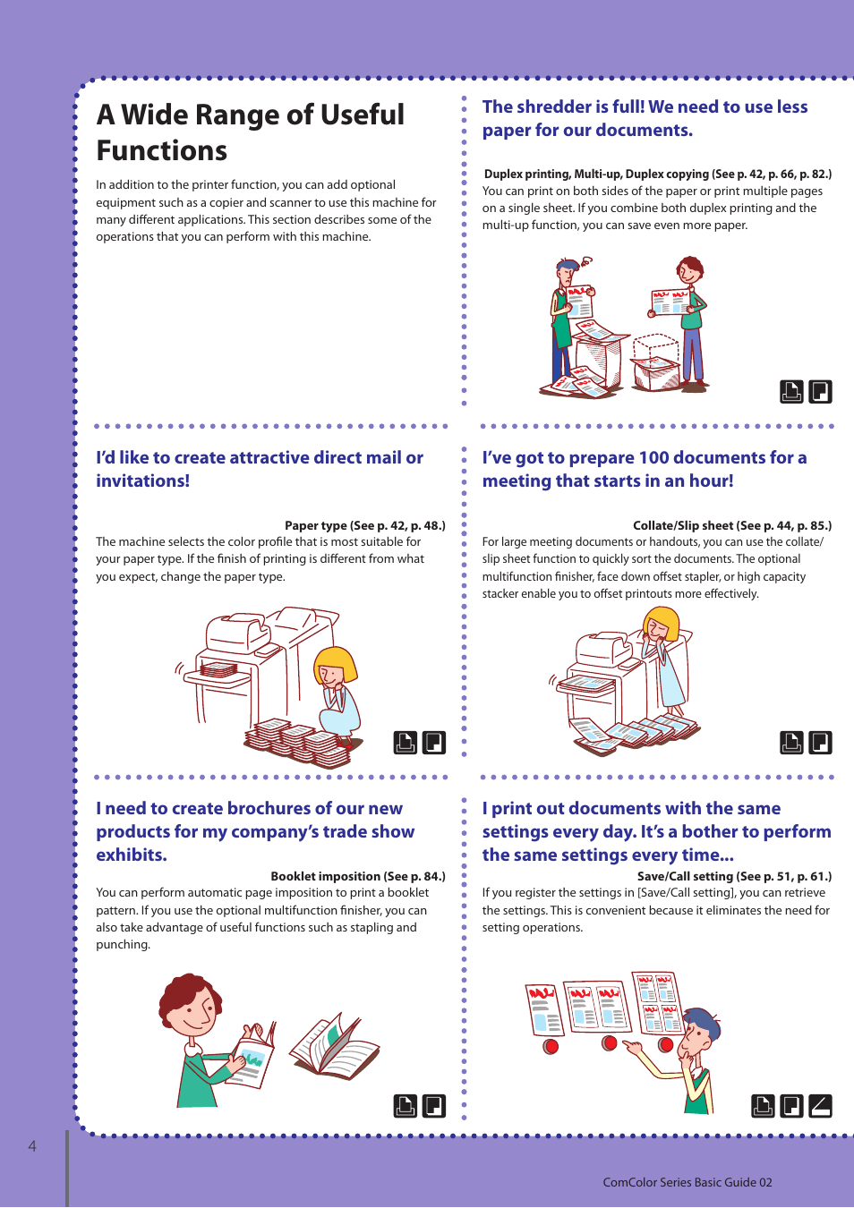 A wide range of useful functions | Pitney Bowes RISO ComColor Printer User Manual | Page 6 / 116