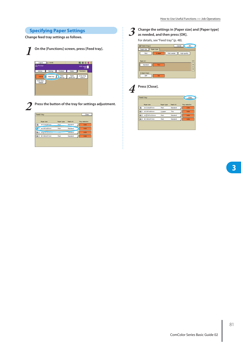 Specifying paper settings | Pitney Bowes RISO ComColor Printer User Manual | Page 83 / 116