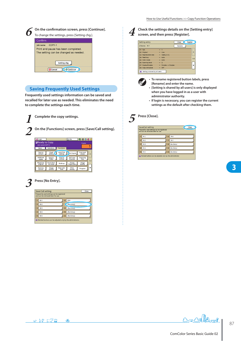 Saving frequently used settings | Pitney Bowes RISO ComColor Printer User Manual | Page 89 / 116
