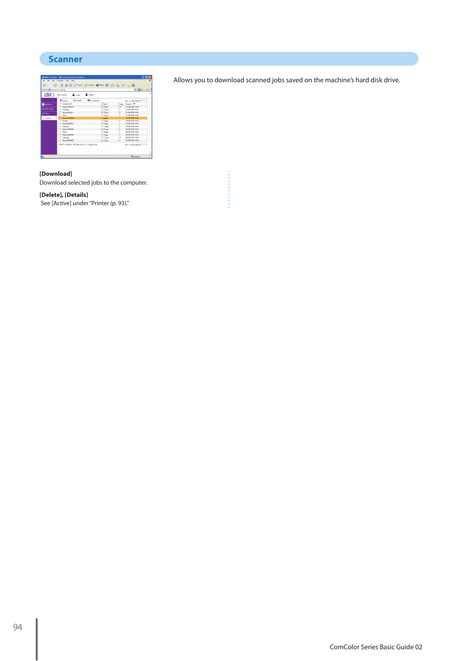 Scanner, 94 scanner | Pitney Bowes RISO ComColor Printer User Manual | Page 96 / 116