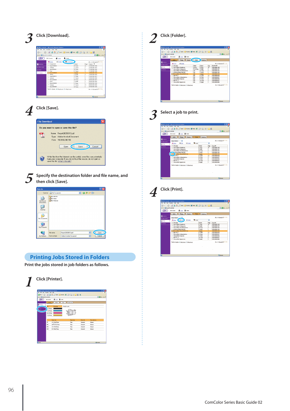 Printing jobs stored in folders | Pitney Bowes RISO ComColor Printer User Manual | Page 98 / 116