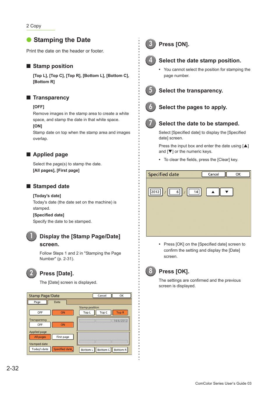 Stamping the date | Pitney Bowes RISO ComColor Printer User Manual | Page 110 / 196