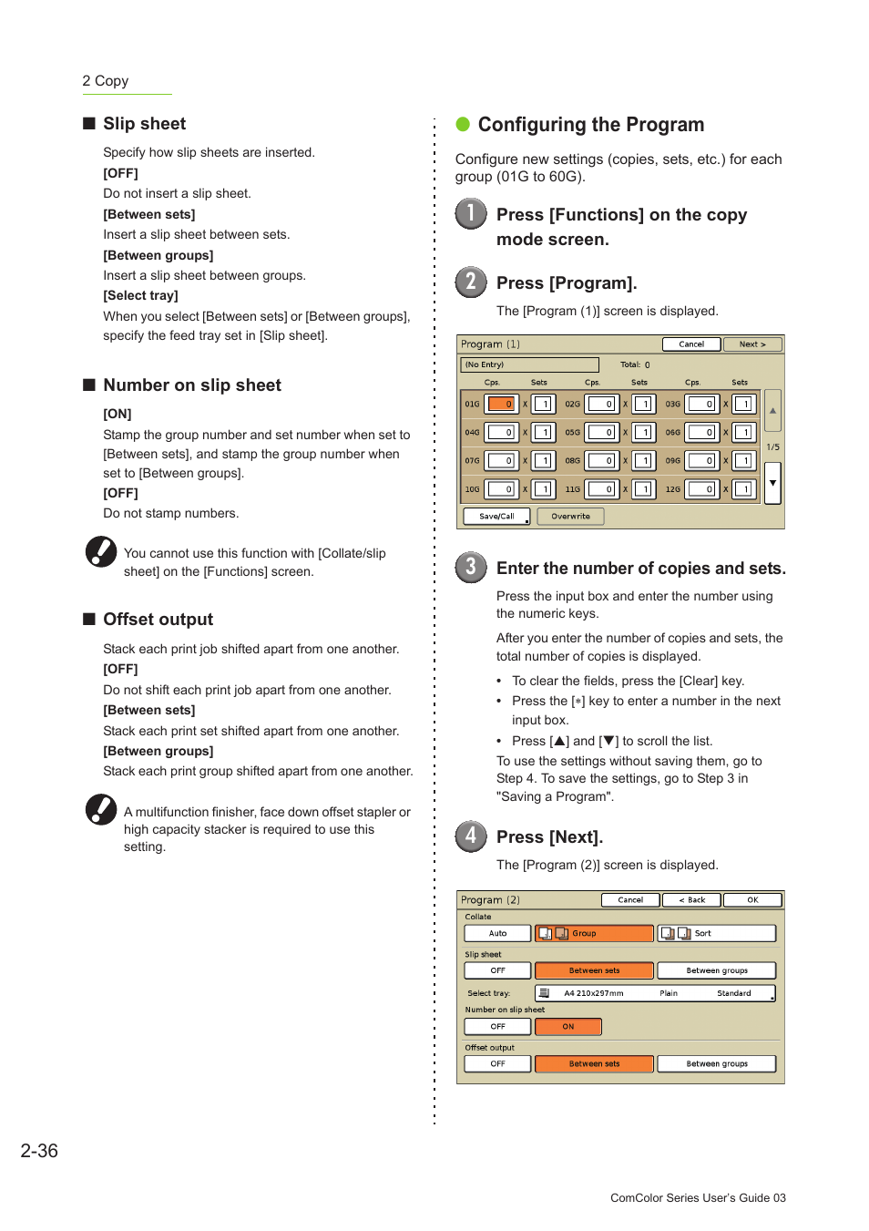 Configuring the program | Pitney Bowes RISO ComColor Printer User Manual | Page 114 / 196