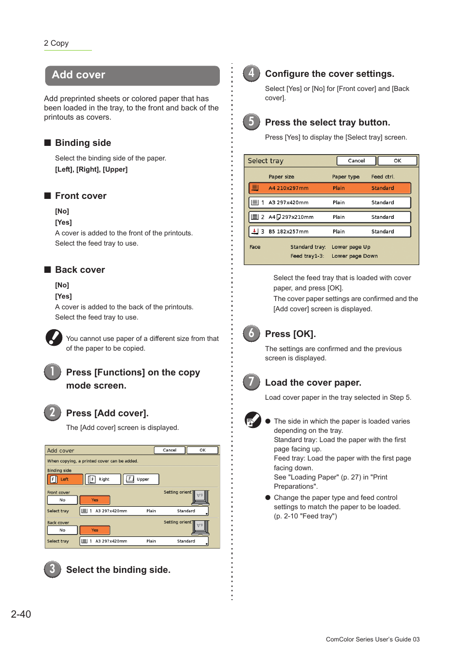 Add cover, Add cover -40, P. 2-40 | Add cover" (p. 2-40) | Pitney Bowes RISO ComColor Printer User Manual | Page 118 / 196