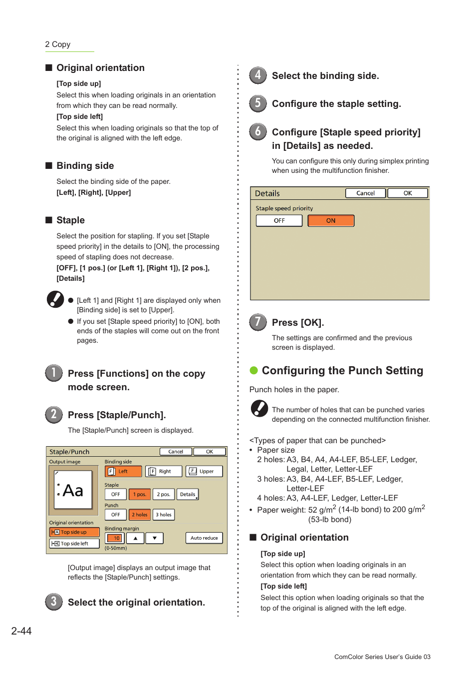 Configuring the punch setting | Pitney Bowes RISO ComColor Printer User Manual | Page 122 / 196