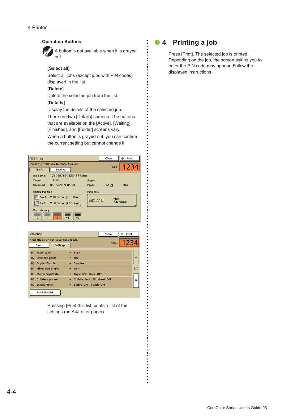 4 printing a job | Pitney Bowes RISO ComColor Printer User Manual | Page 150 / 196