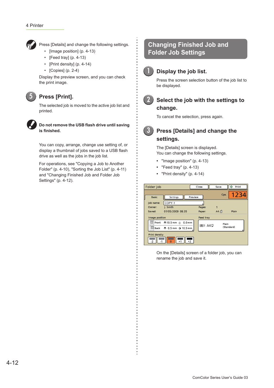 Changing finished job and folder job settings, Changing finished job and folder job settings -12 | Pitney Bowes RISO ComColor Printer User Manual | Page 158 / 196