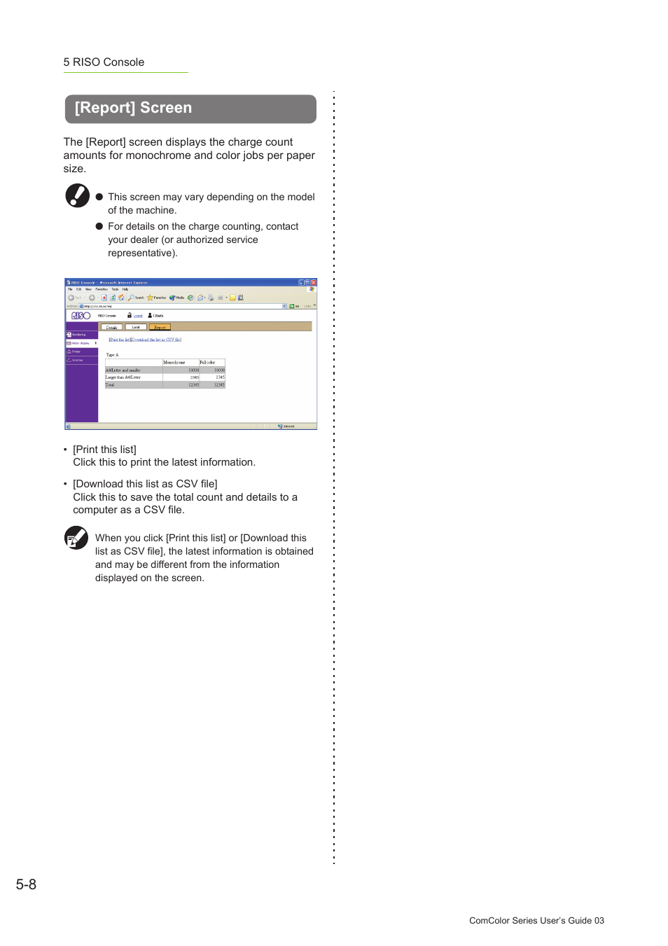 Report] screen, Report] screen -8 | Pitney Bowes RISO ComColor Printer User Manual | Page 170 / 196