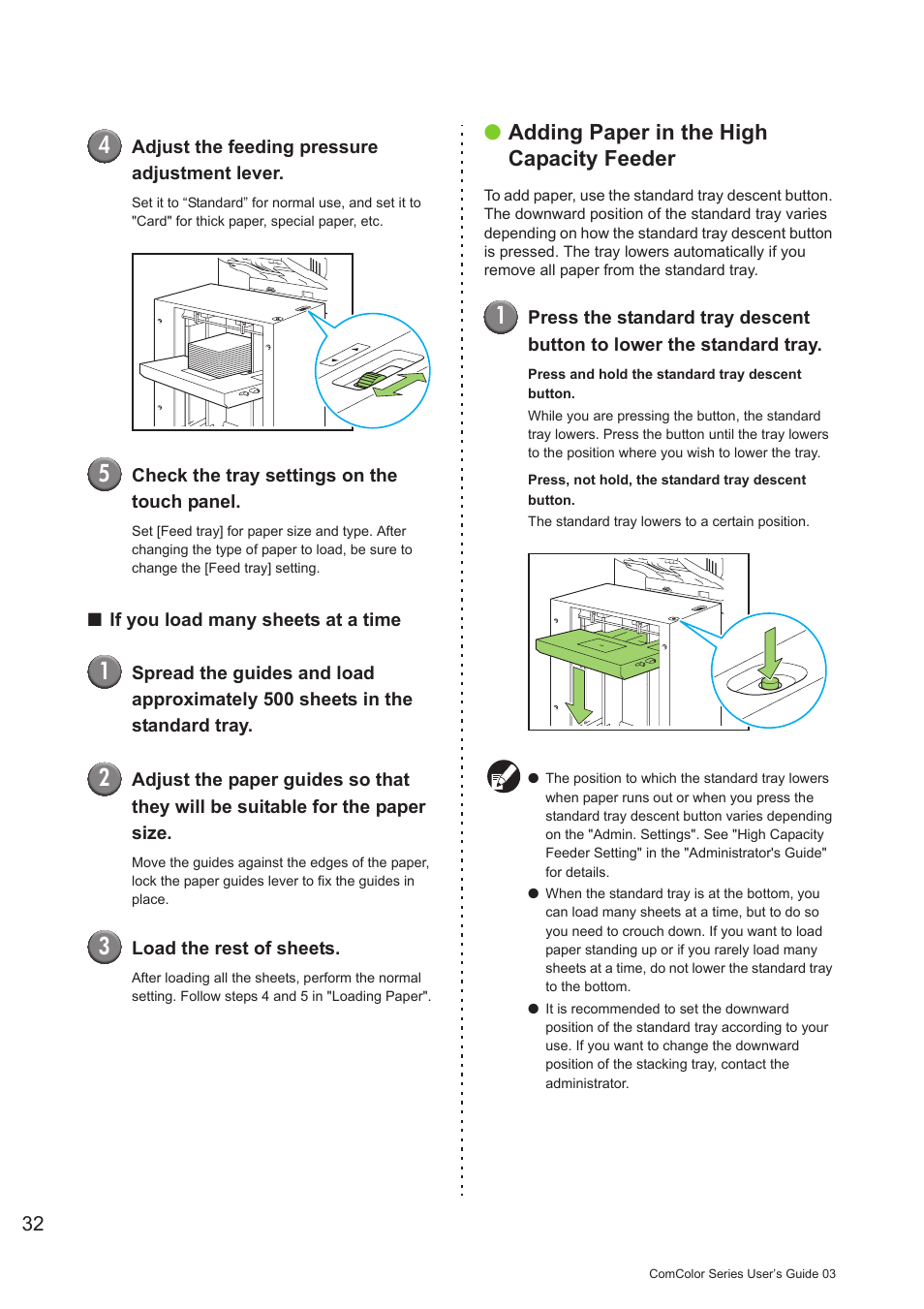 Adding paper in the high capacity feeder | Pitney Bowes RISO ComColor Printer User Manual | Page 34 / 196