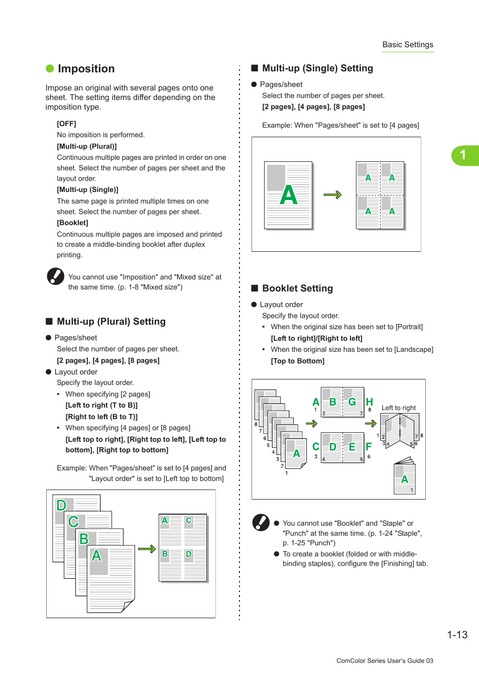 P. 1-13, Imposition, P. 1-13 "imposition") | Pitney Bowes RISO ComColor Printer User Manual | Page 53 / 196