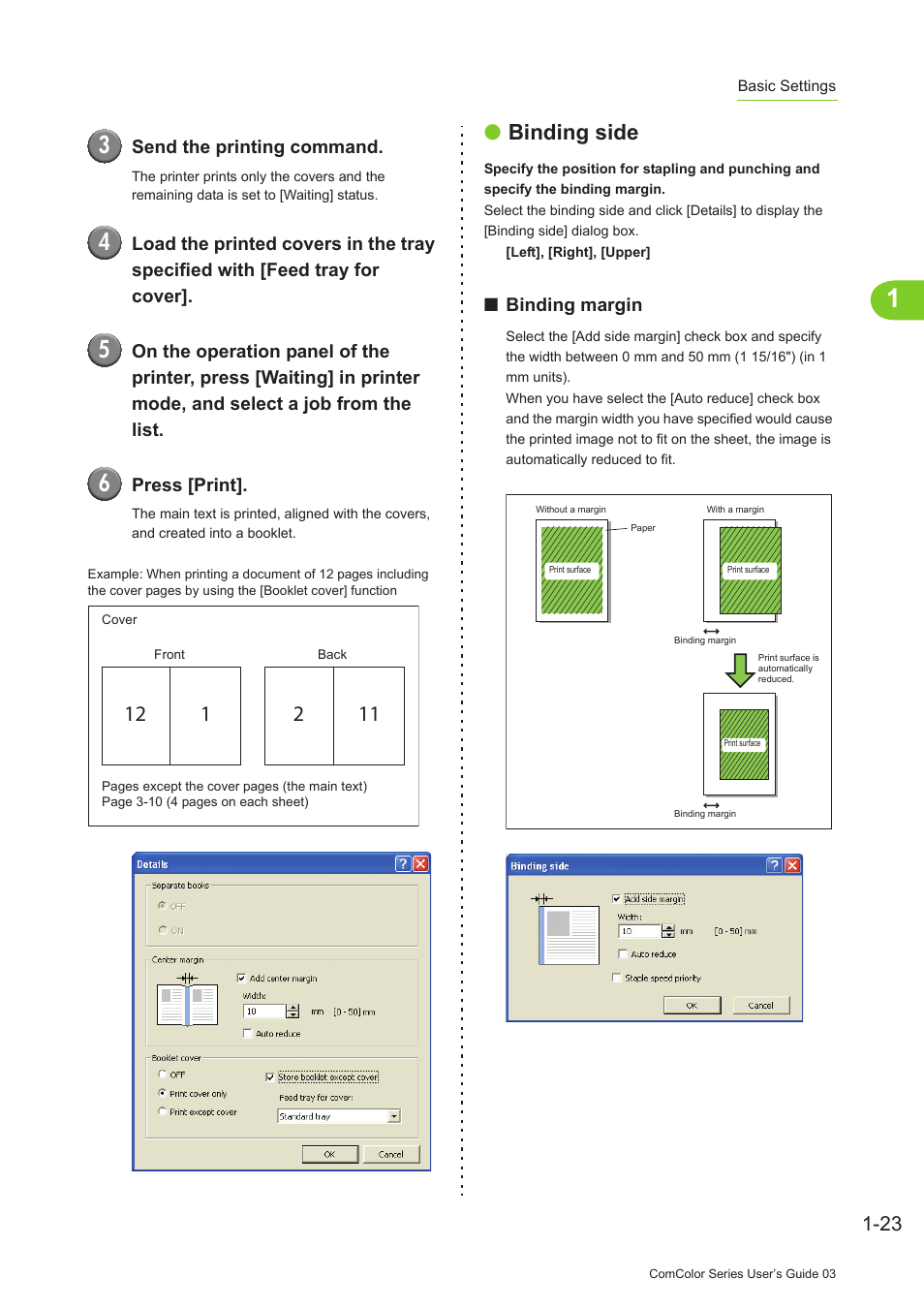 P. 1-23, Binding side | Pitney Bowes RISO ComColor Printer User Manual | Page 63 / 196