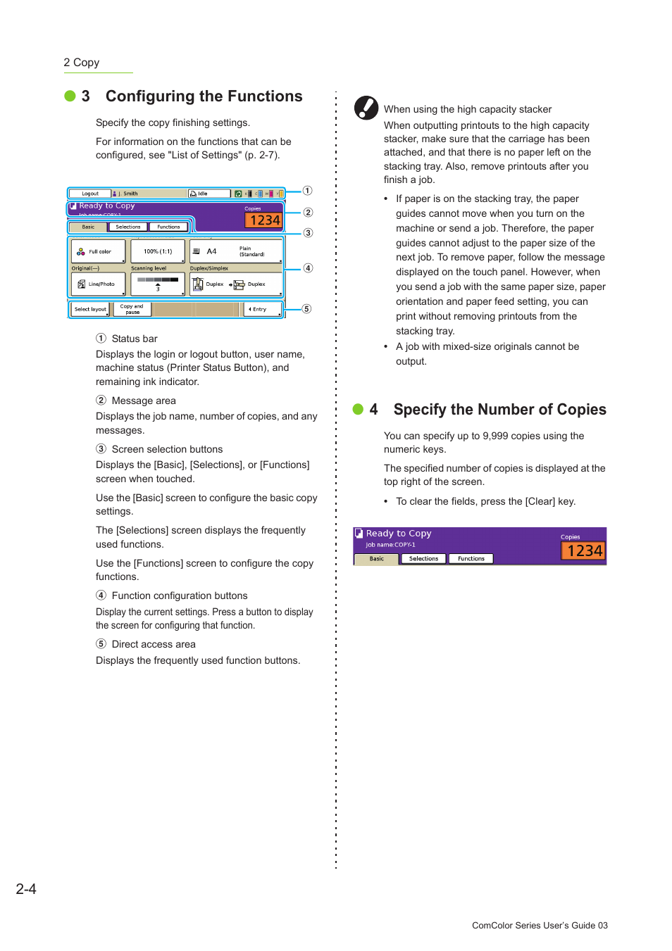 3 configuring the functions, 4 specify the number of copies | Pitney Bowes RISO ComColor Printer User Manual | Page 82 / 196