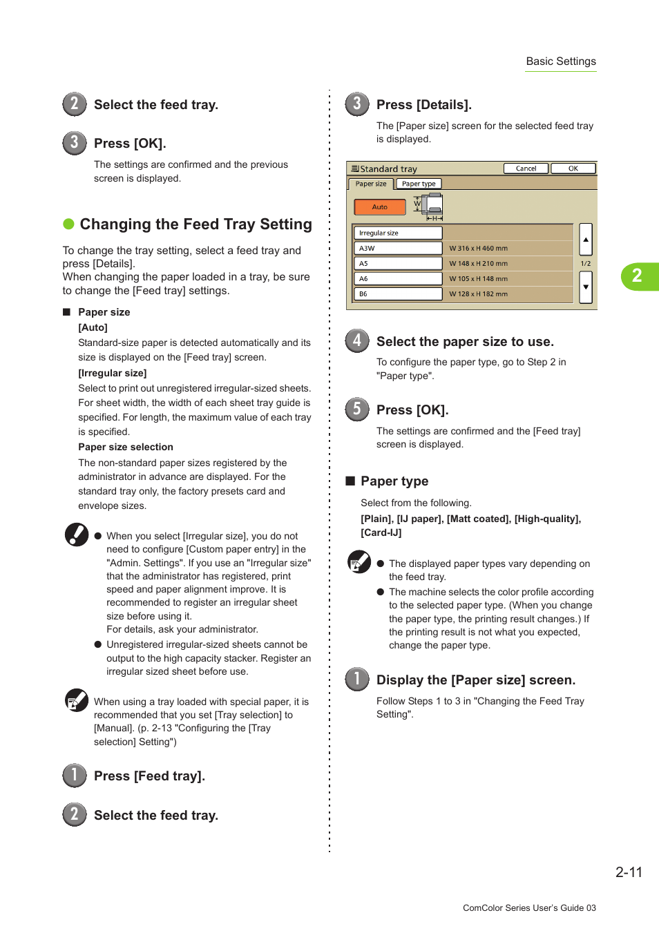 Changing the feed tray setting | Pitney Bowes RISO ComColor Printer User Manual | Page 89 / 196