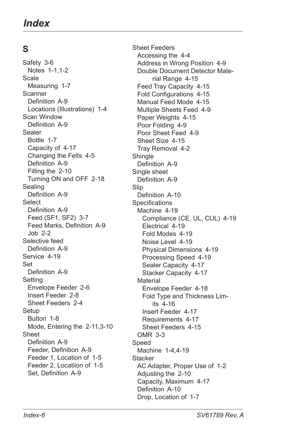 Index | Pitney Bowes DI380 OfficeRight Systems User Manual | Page 100 / 104