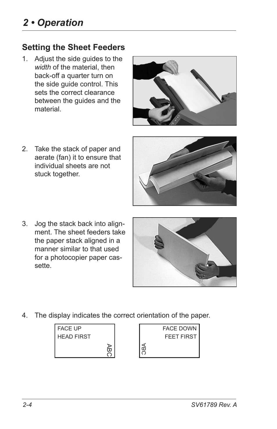 2 • operation, Setting the sheet feeders | Pitney Bowes DI380 OfficeRight Systems User Manual | Page 20 / 104
