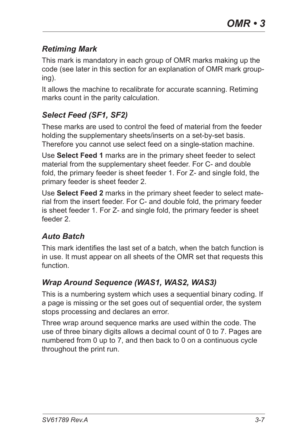 Omr • 3 | Pitney Bowes DI380 OfficeRight Systems User Manual | Page 47 / 104